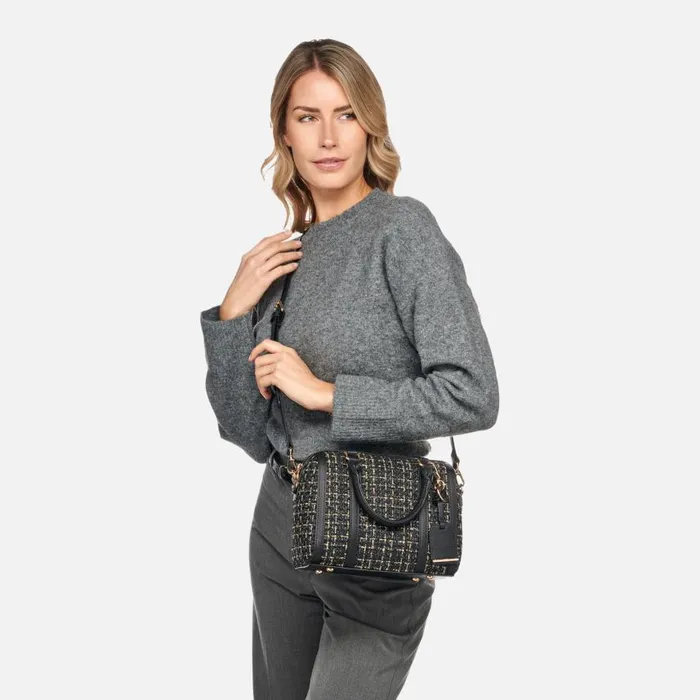 Woman Geox Bags ZENE S WOMAN BlackGold Handbag Blackgold