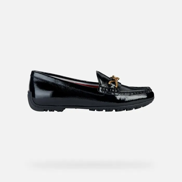 Woman Geox Loafers KOSMOPOLIS GRIP Leather Loafers Black Woman FW Black