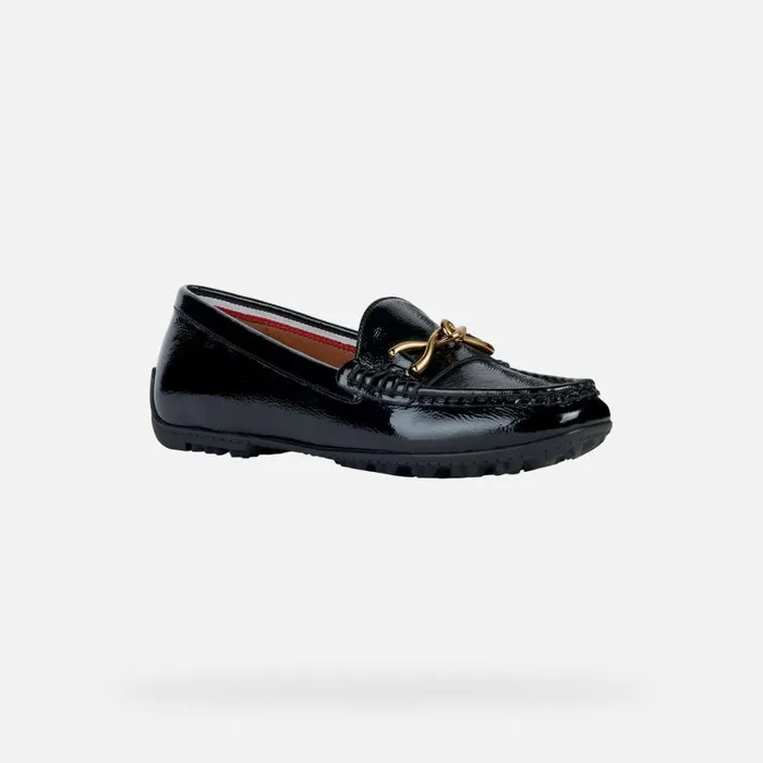 Woman Geox Loafers KOSMOPOLIS GRIP Leather Loafers Black Woman FW Black