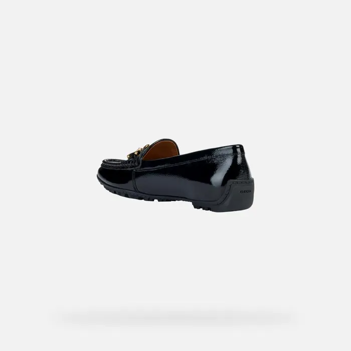 Woman Geox Loafers KOSMOPOLIS GRIP Leather Loafers Black Woman FW Black