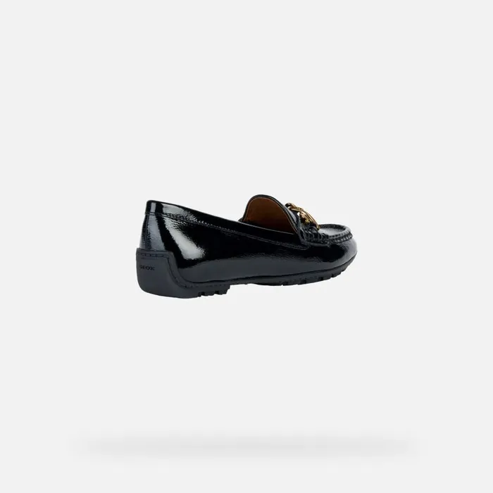 Woman Geox Loafers KOSMOPOLIS GRIP Leather Loafers Black Woman FW Black