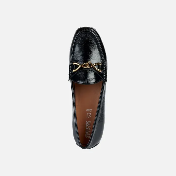 Woman Geox Loafers KOSMOPOLIS GRIP Leather Loafers Black Woman FW Black