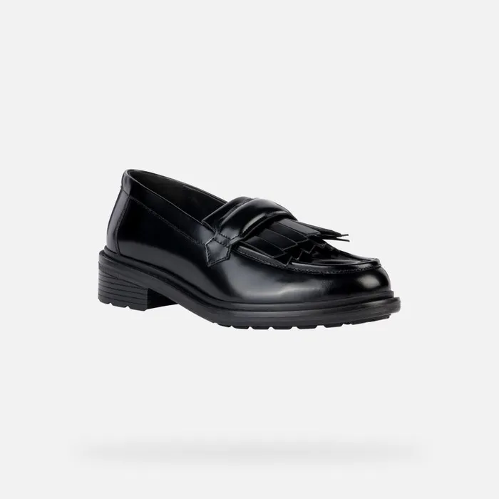 Woman Geox Loafers WALK PLEASURE C Leather Loafers Black Woman Geox Black