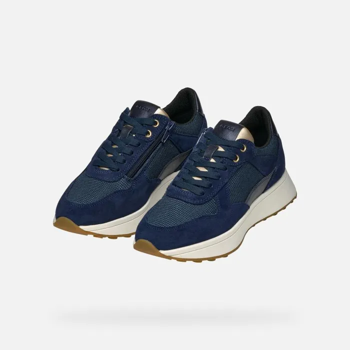 Woman Geox Sneakers AMABEL WOMAN Dark JeansNavy Low Top Sneakers Dark Jeansnavy