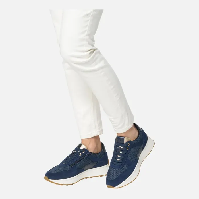 Woman Geox Sneakers AMABEL WOMAN Dark JeansNavy Low Top Sneakers Dark Jeansnavy