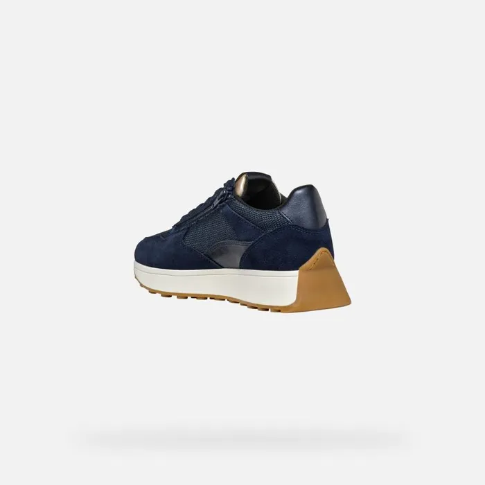 Woman Geox Sneakers AMABEL WOMAN Dark JeansNavy Low Top Sneakers Dark Jeansnavy