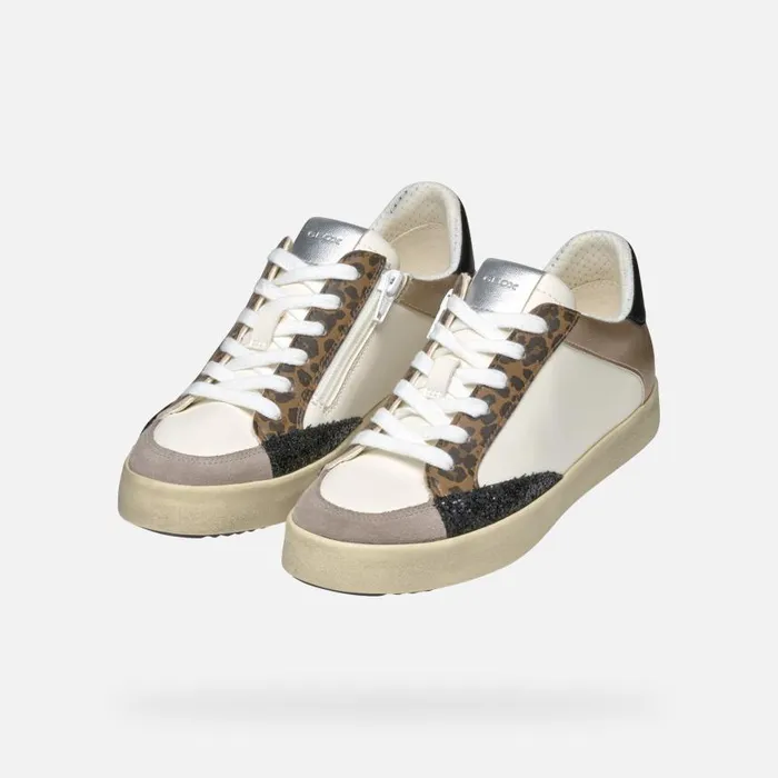 Woman Geox Sneakers BLOMIEE WOMAN Optic WhiteMud Low Top Sneakers Optic Whitemud