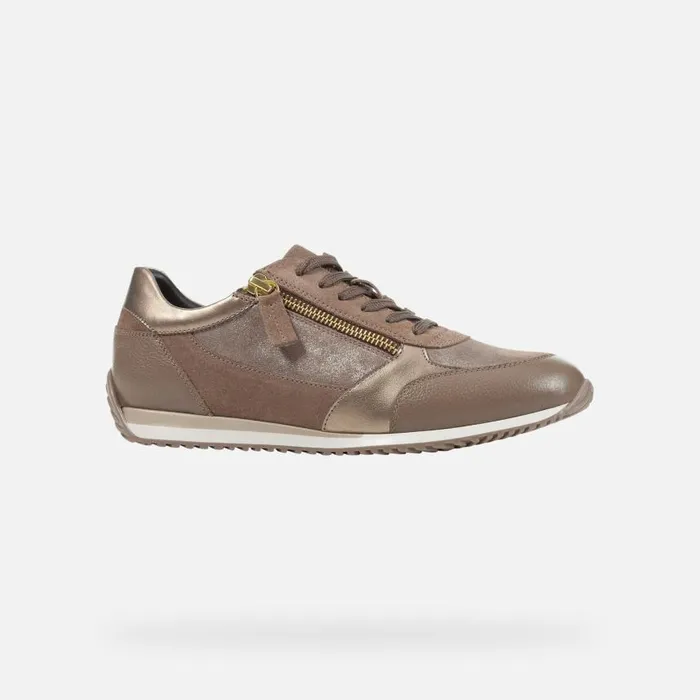 Woman Geox Sneakers CALITHE A Low Top Sneakers Taupe Woman Geox Dark Taupe