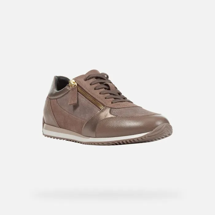 Woman Geox Sneakers CALITHE A Low Top Sneakers Taupe Woman Geox Dark Taupe