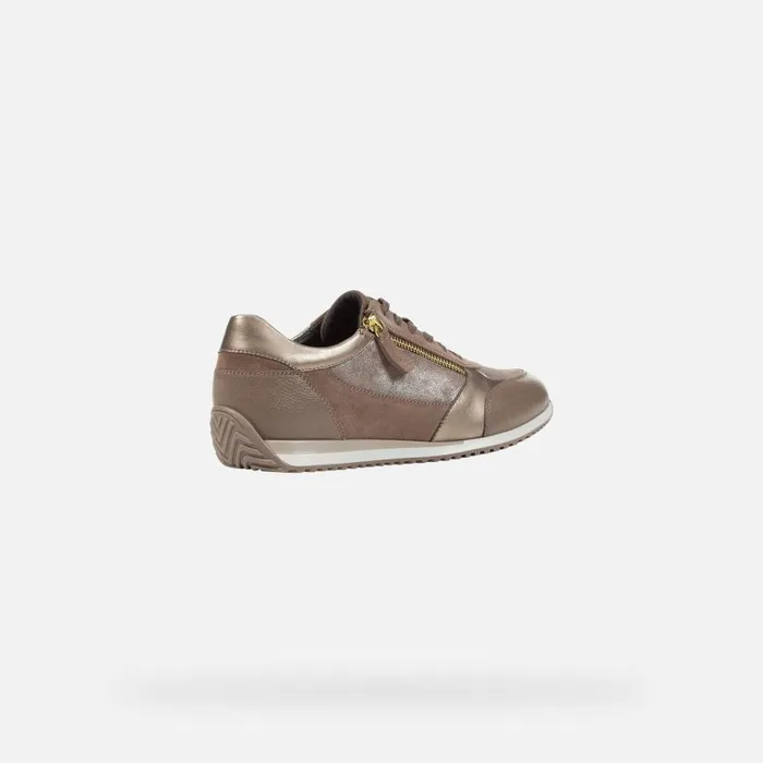 Woman Geox Sneakers CALITHE A Low Top Sneakers Taupe Woman Geox Dark Taupe