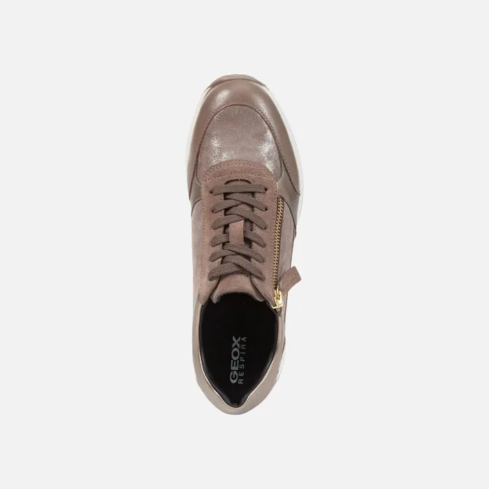 Woman Geox Sneakers CALITHE A Low Top Sneakers Taupe Woman Geox Dark Taupe