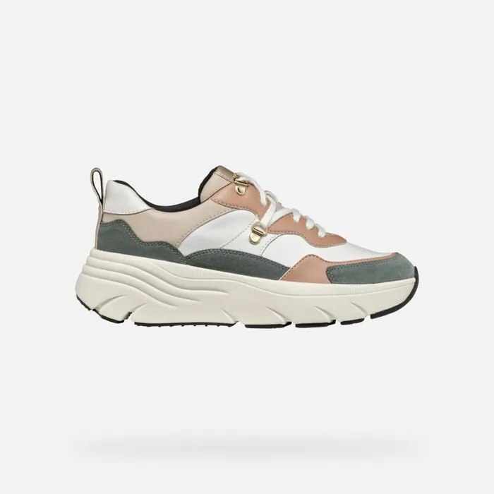 Woman Geox Sneakers DIAMANTA WOMAN SageLight Taupe Low Top Sneakers Sagelight Taupe