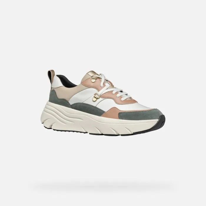 Woman Geox Sneakers DIAMANTA WOMAN SageLight Taupe Low Top Sneakers Sagelight Taupe