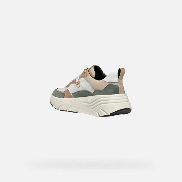 Woman Geox Sneakers DIAMANTA WOMAN SageLight Taupe Low Top Sneakers Sagelight Taupe