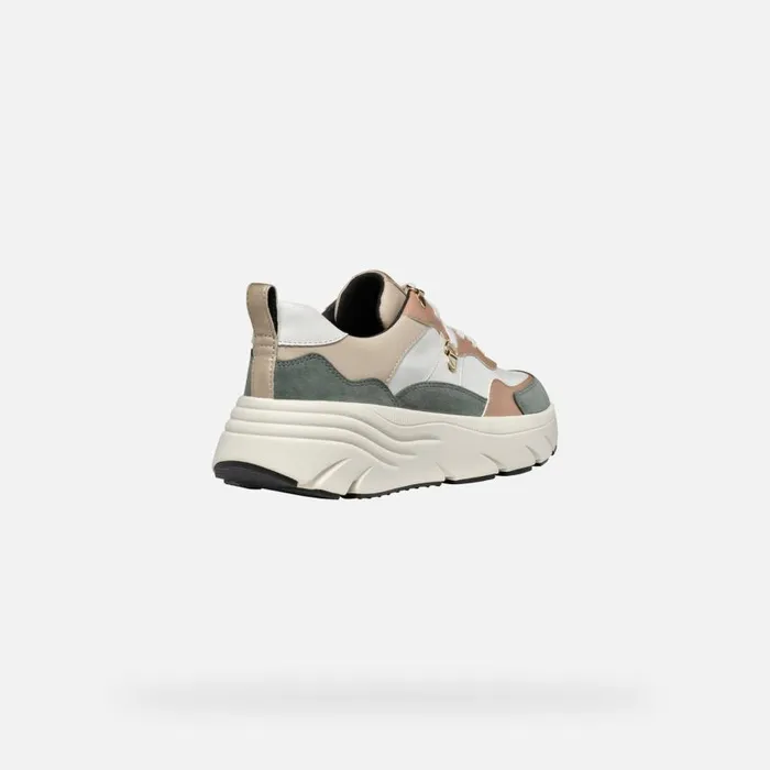 Woman Geox Sneakers DIAMANTA WOMAN SageLight Taupe Low Top Sneakers Sagelight Taupe