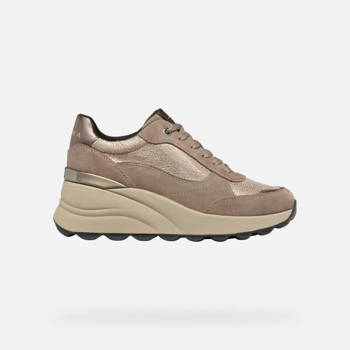 Woman Geox Sneakers SPHERICA EC13 WOMAN Taupe Wedge Sneakers Taupe