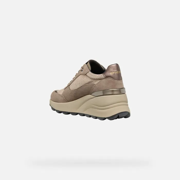 Woman Geox Sneakers SPHERICA EC13 WOMAN Taupe Wedge Sneakers Taupe