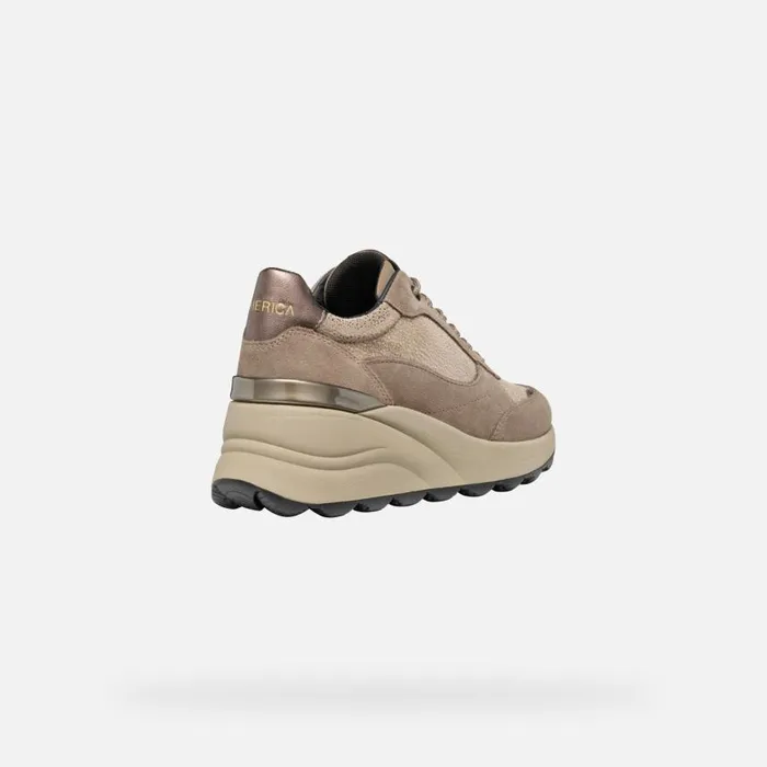 Woman Geox Sneakers SPHERICA EC13 WOMAN Taupe Wedge Sneakers Taupe