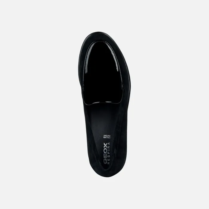 Woman Geox Wedges ILDE B Leather Loafers Black Woman Geox Black