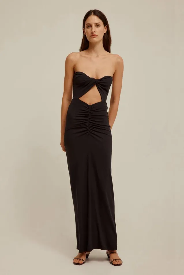 Woman Venroy Dresses Draped Cutaway Strapless Dress