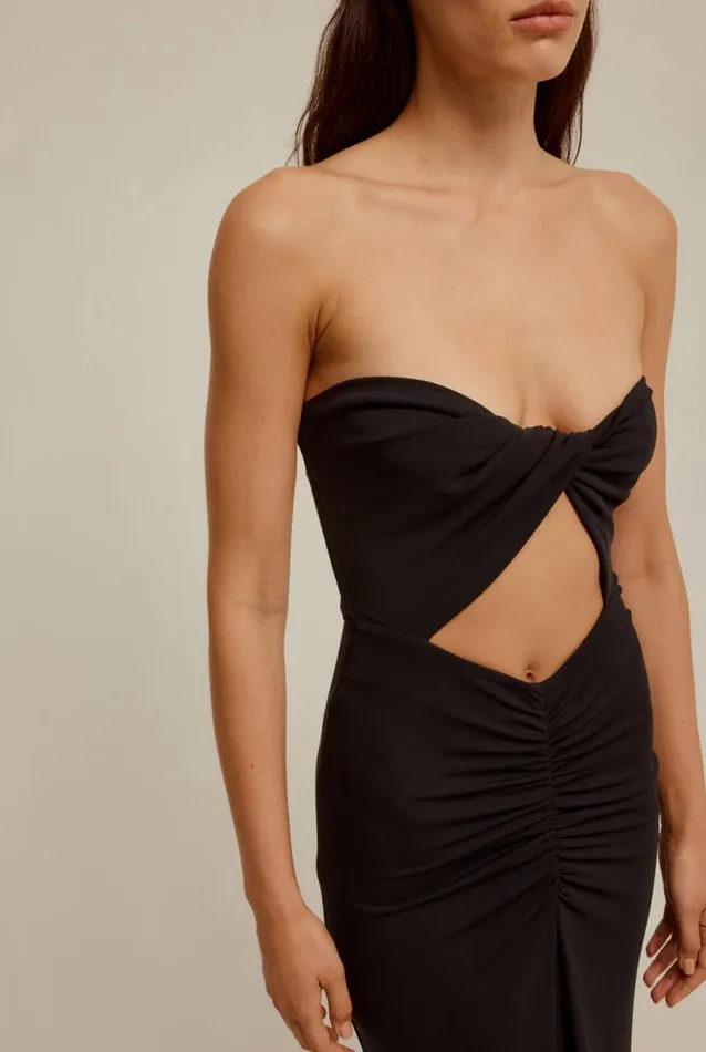 Woman Venroy Dresses Draped Cutaway Strapless Dress