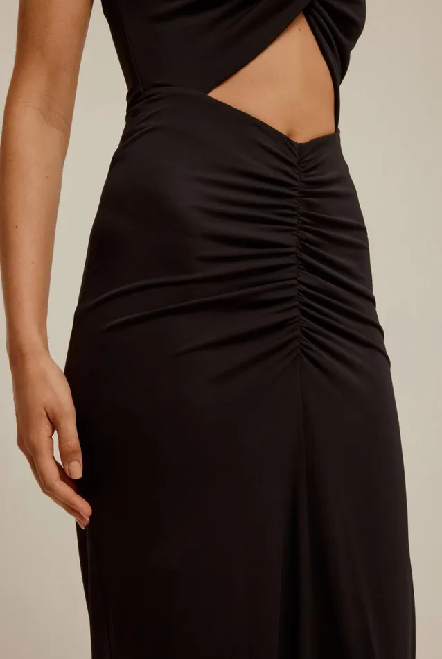 Woman Venroy Dresses Draped Cutaway Strapless Dress