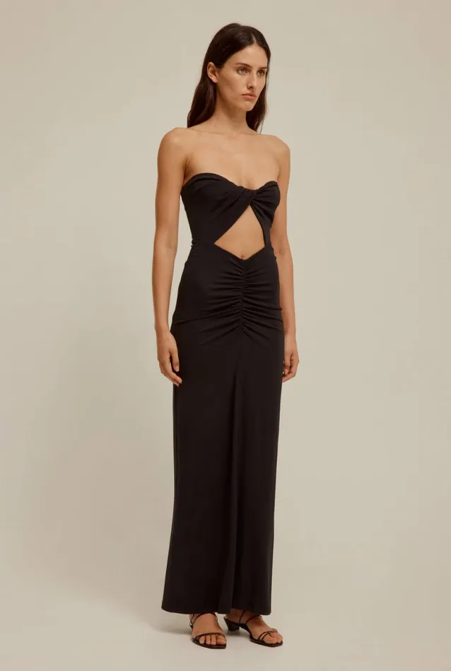 Woman Venroy Dresses Draped Cutaway Strapless Dress