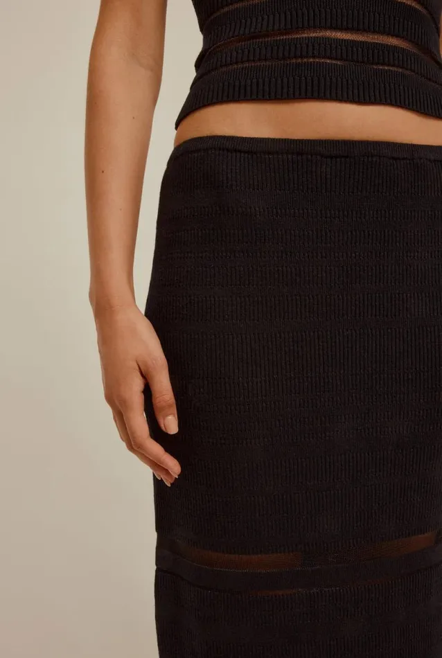 Woman Venroy Knitwear Ribbed Sheer Stripe Skirt
