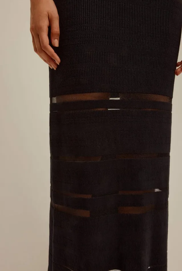 Woman Venroy Knitwear Ribbed Sheer Stripe Skirt