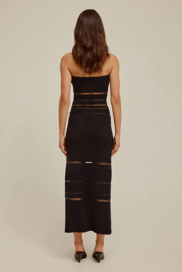 Woman Venroy Knitwear Ribbed Sheer Stripe Skirt