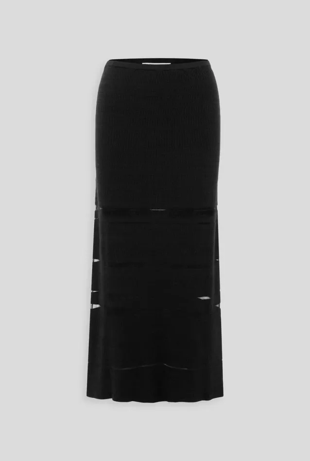 Woman Venroy Knitwear Ribbed Sheer Stripe Skirt