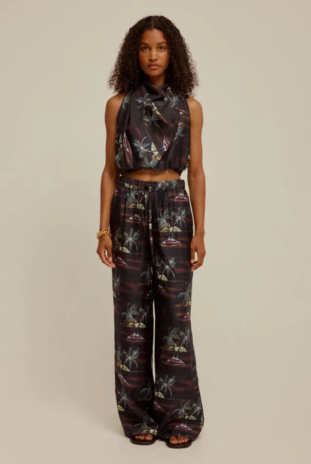Woman Venroy Pants Silk Wide Leg Pant