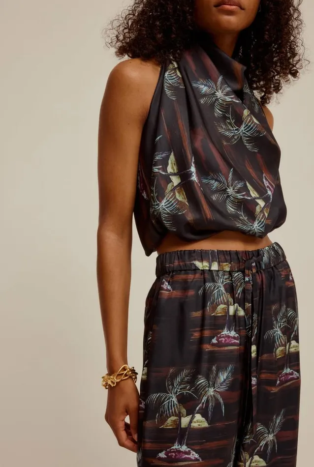 Woman Venroy Pants Silk Wide Leg Pant