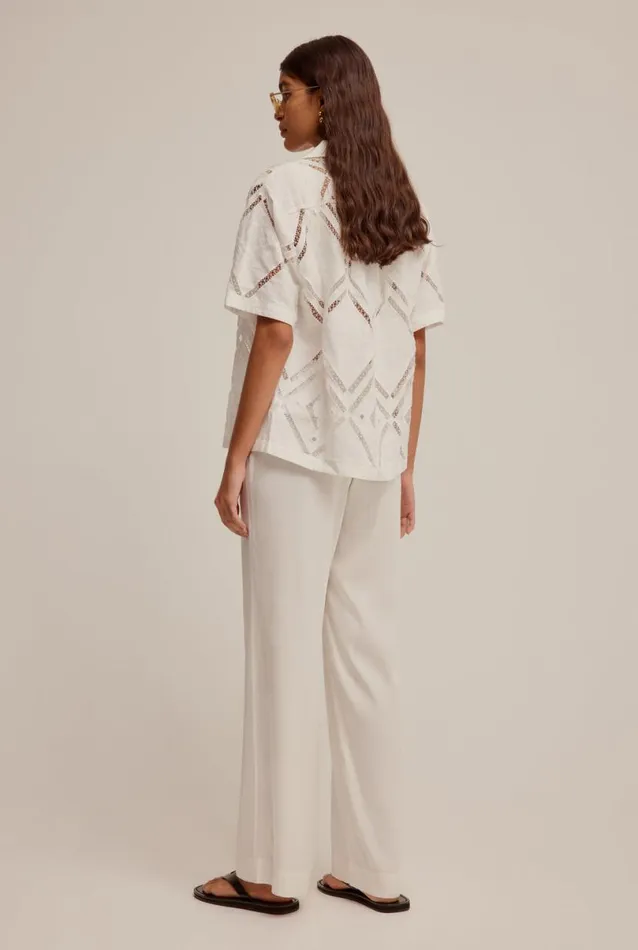 Woman Venroy Shirts Embroidered SS Linen Shirt