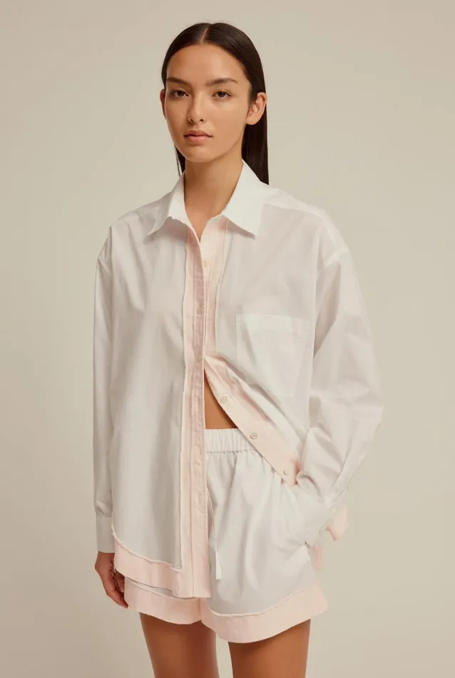 Woman Venroy Shirts Frayed Border Linen Shirt