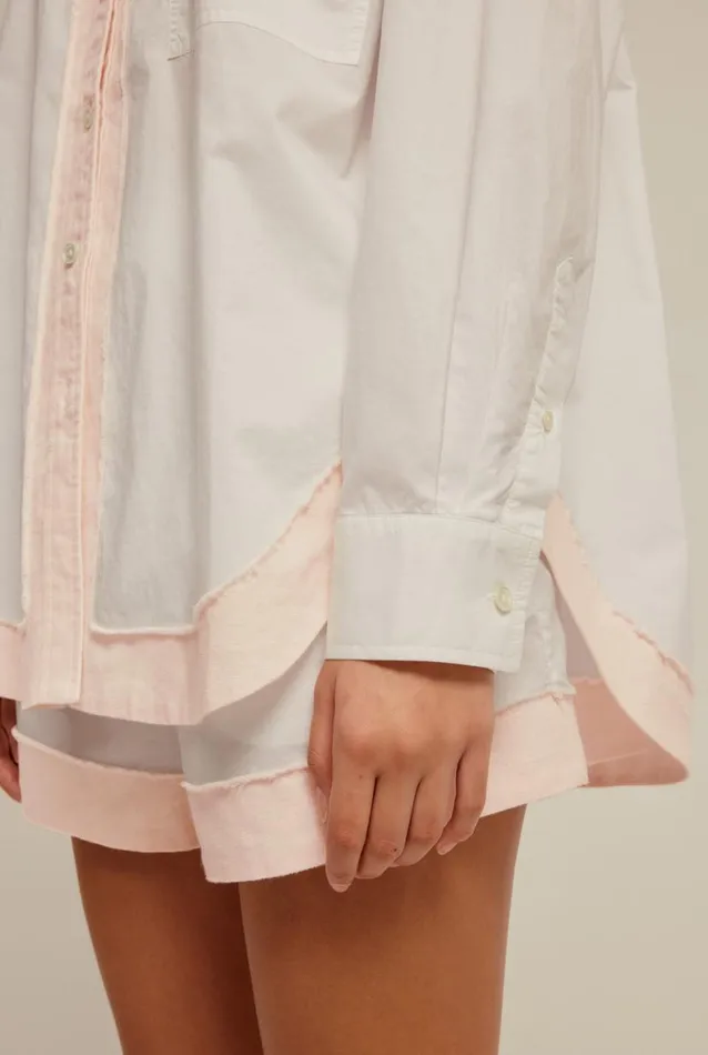 Woman Venroy Shirts Frayed Border Linen Shirt
