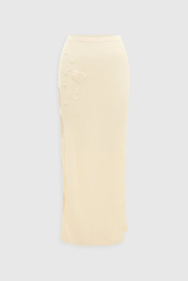 Woman Venroy Skirts Linen Crochet Seashell Midi Skirt