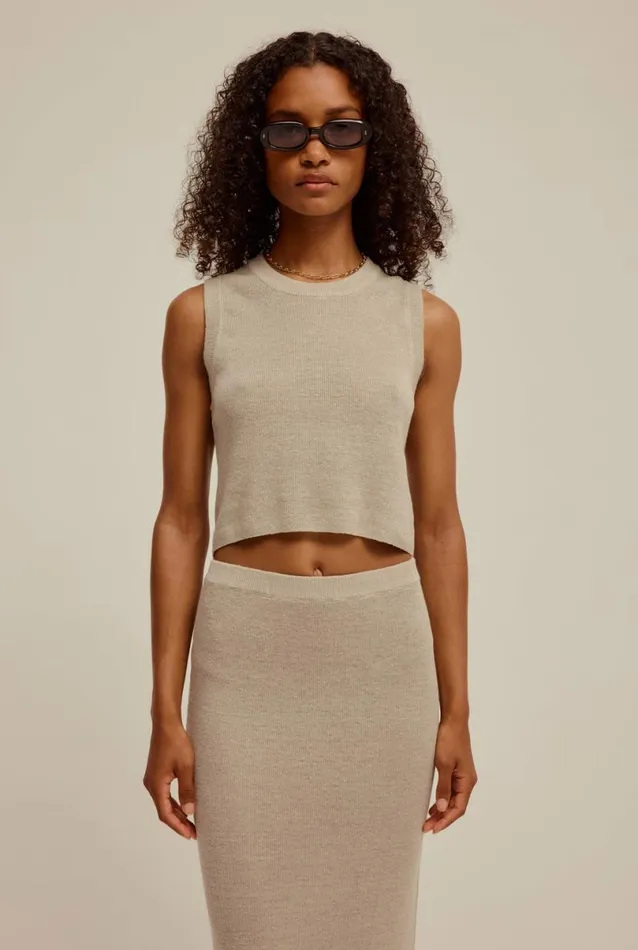 Woman Venroy TShirts and Tanks Rib Knitted Cropped Tank