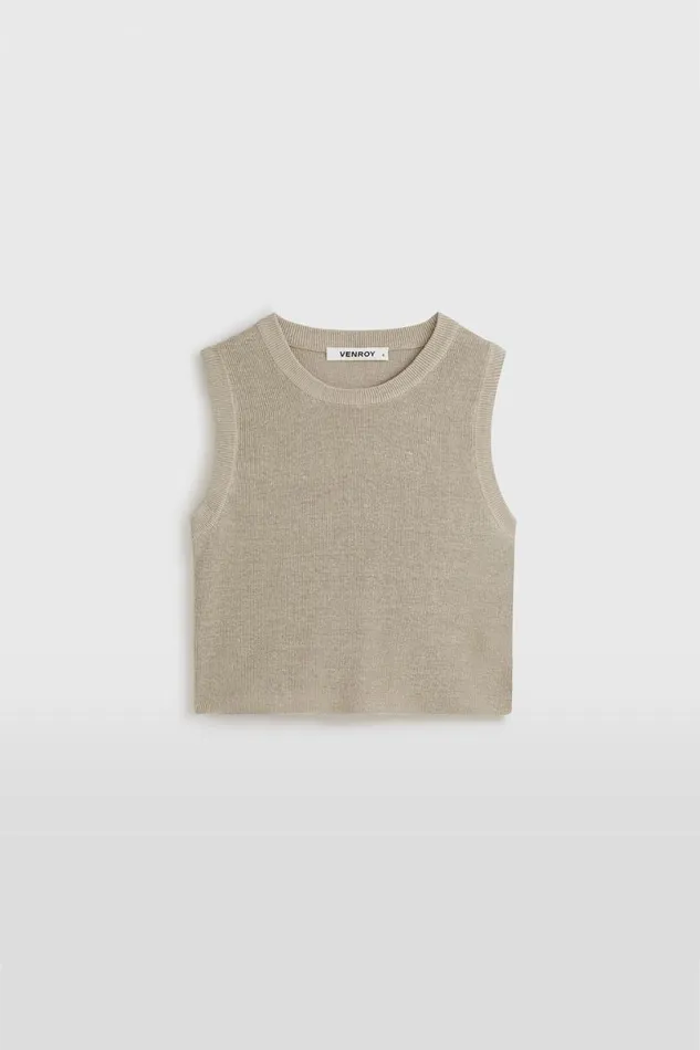 Woman Venroy TShirts and Tanks Rib Knitted Cropped Tank