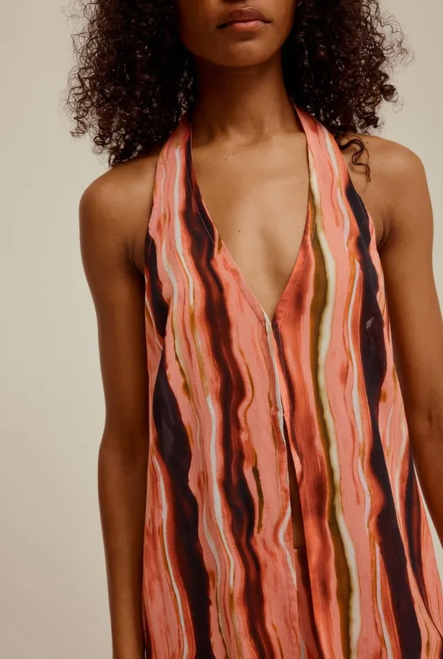 Woman Venroy Tops Crinkle Cotton Halter Vest