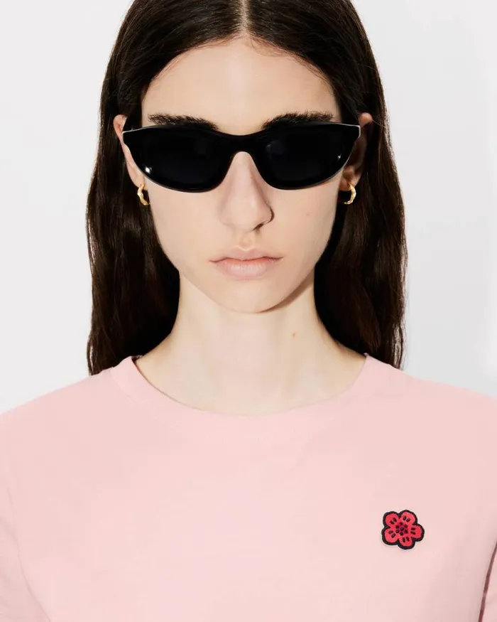 Women 039Boke Flower039 Embroidered Tshirt In Cotton Faded Pink Kenzo Tshirts And Polos