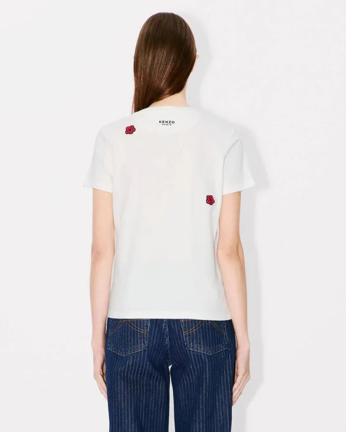 Women 039Boke Flower039 Embroidered Tshirt In Cotton Off White Kenzo Tshirts And Polos