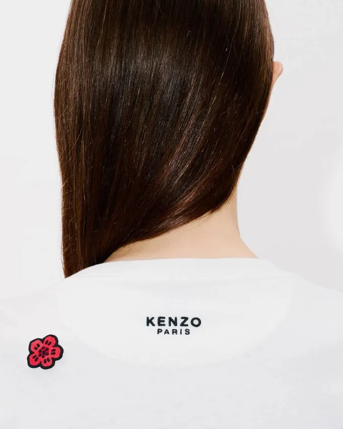 Women 039Boke Flower039 Embroidered Tshirt In Cotton Off White Kenzo Tshirts And Polos