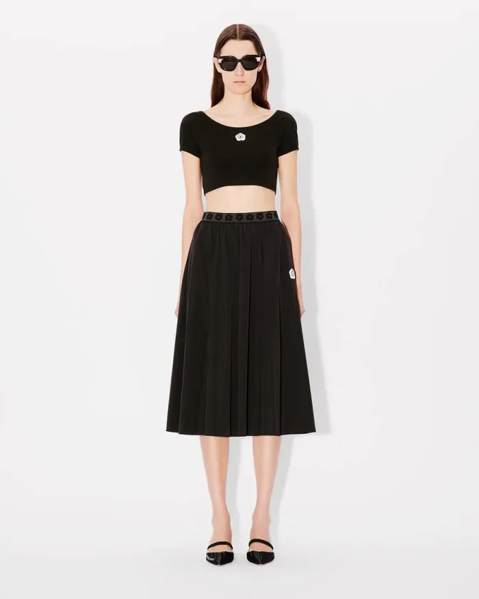 Women 039Boke Flower 20039 Embroidered Backless Cropped Top Black Kenzo Tshirts And Polos