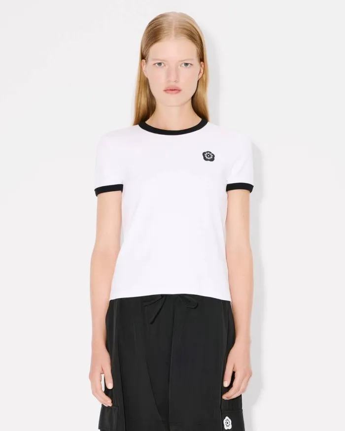 Women 039Boke Flower 20039 Embroidered Rib Tshirt White Kenzo Tshirts And Polos