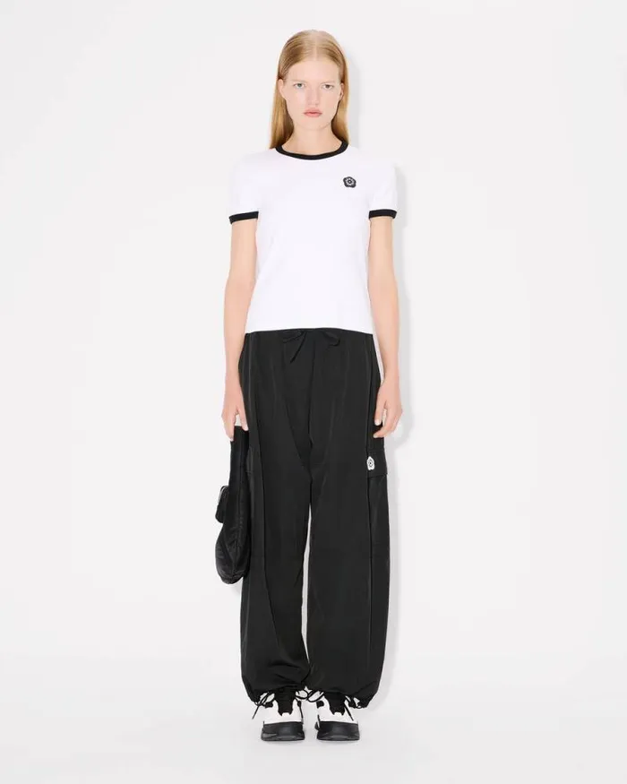 Women 039Boke Flower 20039 Embroidered Rib Tshirt White Kenzo Tshirts And Polos