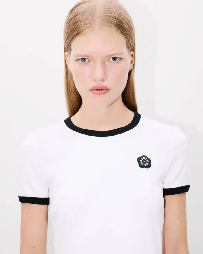 Women 039Boke Flower 20039 Embroidered Rib Tshirt White Kenzo Tshirts And Polos