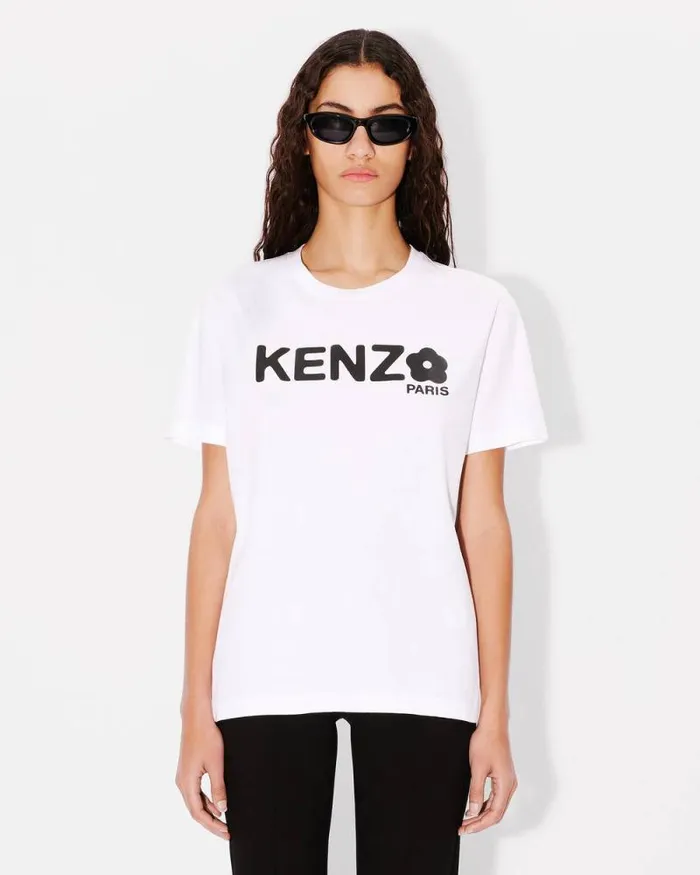 Women 039Boke Flower 20039 Loose Tshirt In Cotton White Kenzo Tshirts And Polos