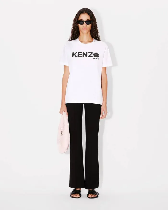 Women 039Boke Flower 20039 Loose Tshirt In Cotton White Kenzo Tshirts And Polos