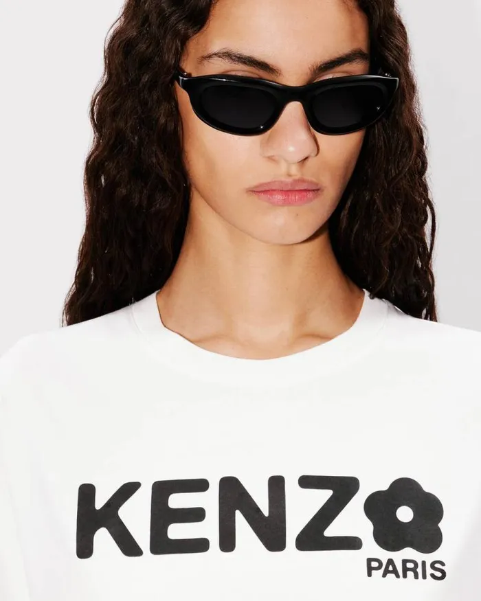 Women 039Boke Flower 20039 Loose Tshirt In Cotton White Kenzo Tshirts And Polos